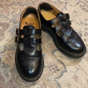 Dr. Martens 8065 Mary Jane Black Leather Loafers with Buckle Detail